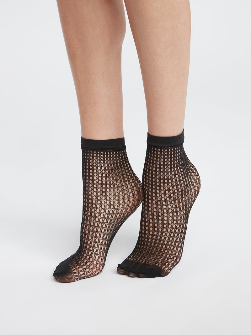 Chaussettes 'DIM' effet cannage noir - Kiabi