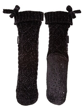 Chaussettes d'intérieur en maille chenille torsadée - fourrées femme Isotoner