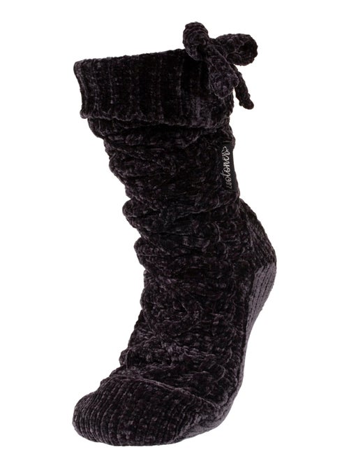 Chaussettes d'intérieur en maille chenille torsadée - fourrées femme Isotoner - Kiabi