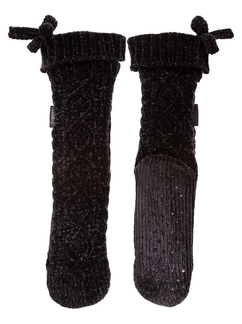 Chaussettes d'intérieur en maille chenille torsadée - fourrées femme Isotoner Noir - Kiabi