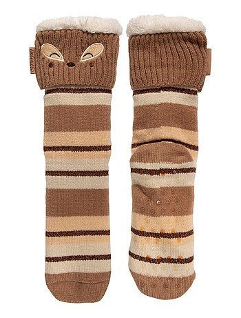 Chaussettes d'intérieur en maille classique détail renard - fourrées femme Isotoner