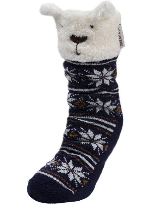Chaussettes d'intérieur en maille, doublé sherpa, antidérapante femme Isotoner - Kiabi