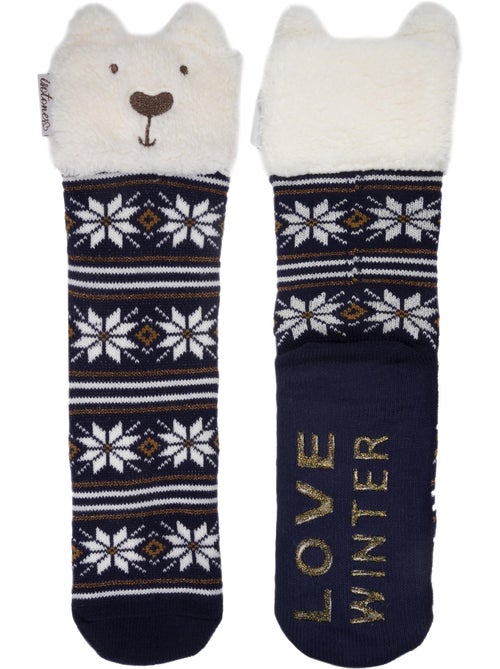 Chaussettes d'intérieur en maille, doublé sherpa, antidérapante femme Isotoner - Kiabi