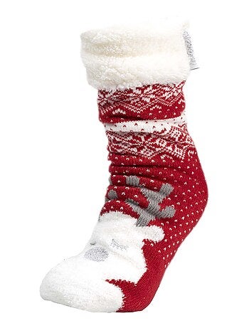 Chaussettes d'intérieur en maille, doublé sherpa, antidérapante femme Isotoner