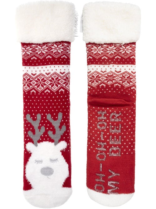 Chaussettes d'intérieur en maille, doublé sherpa, antidérapante femme - Kiabi Chaussettes d'intérieur en maille, doublé sherpa, antidérapante femme - Kiabi