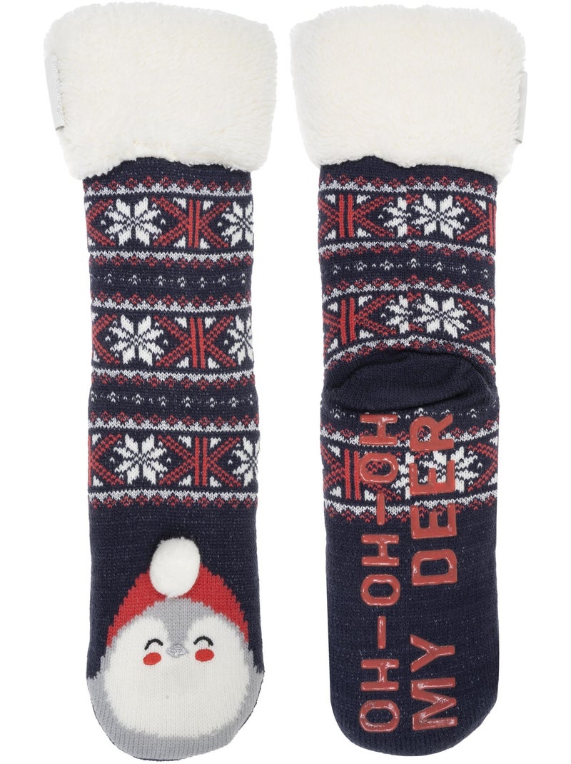 Chaussettes d'intérieur  femme Bleu Blanc - Kiabi