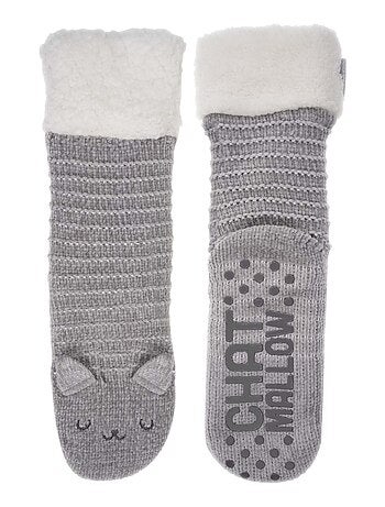 Chaussettes d'intérieur fourrées, antidérapante femme Isotoner