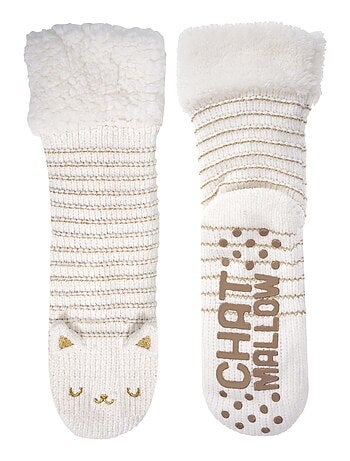 Chaussettes d'intérieur fourrées, antidérapante femme Isotoner
