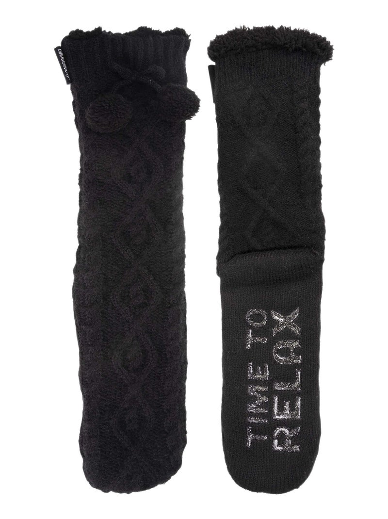 Chaussettes d'intérieur fourrées, antidérapante femme Isotoner Noir - Kiabi