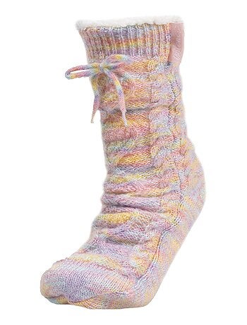 Chaussettes d'intérieur fourrées, antidérapante femme Isotoner