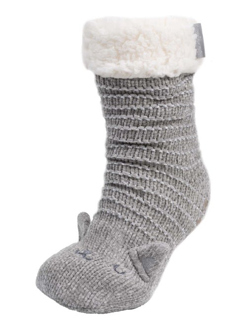 Chaussettes d'intérieur maille chenille - fourrées, antidérapantes femme isotoner - Kiabi