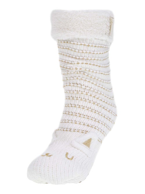Chaussettes d'intérieur maille chenille - fourrées, antidérapantes femme isotoner - Kiabi