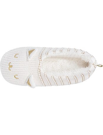 Chaussettes d'intérieur maille chenille - fourrées, antidérapantes femme isotoner