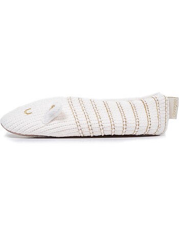 Chaussettes d'intérieur maille chenille - fourrées, antidérapantes femme isotoner