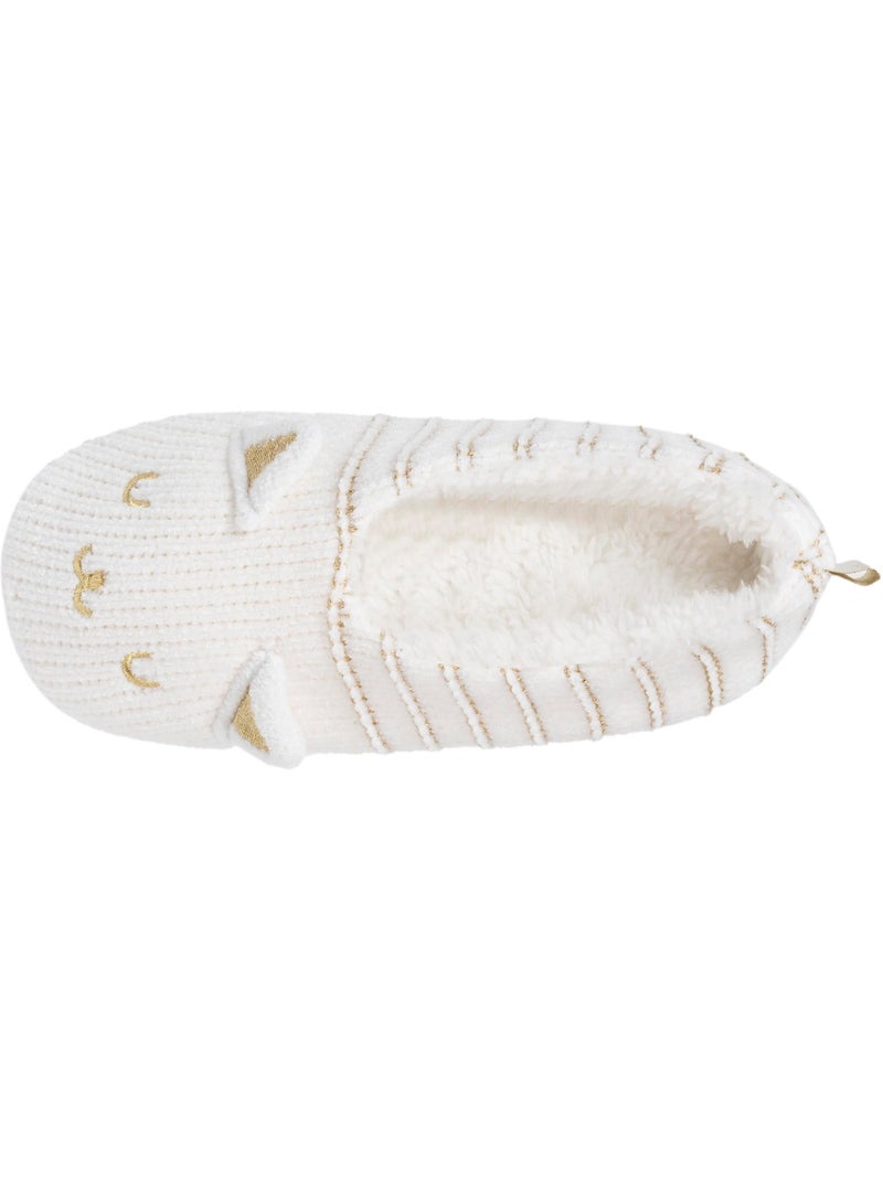 Chaussettes d'intérieur maille chenille - fourrées, antidérapantes femme isotoner Ivoire - Kiabi