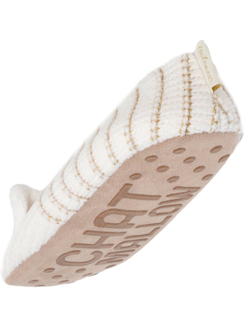 Chaussettes d'intérieur maille chenille - fourrées, antidérapantes femme isotoner Ivoire - Kiabi