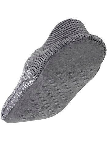 Chaussettes d'intérieur maille côtelée, picots antidérapants homme isotoner