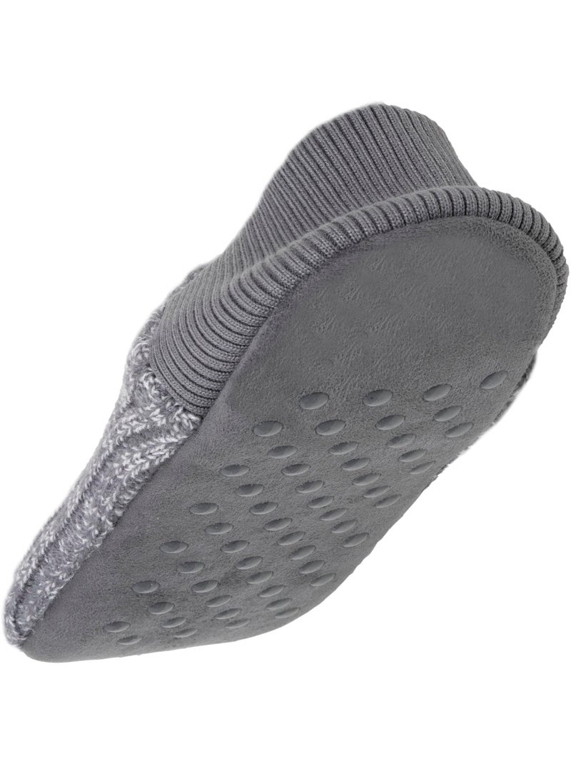 Chaussettes d'intérieur maille côtelée, picots antidérapants homme isotoner Gris chiné - Kiabi