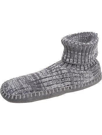 Chaussettes d'intérieur maille côtelée, picots antidérapants homme isotoner