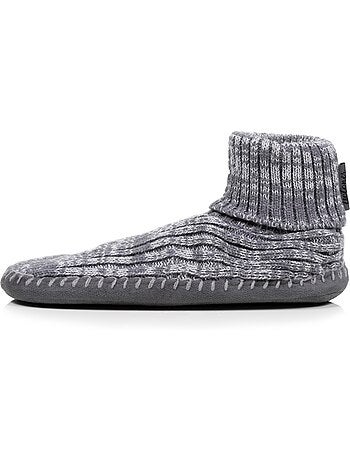 Chaussettes d'intérieur maille côtelée, picots antidérapants homme isotoner