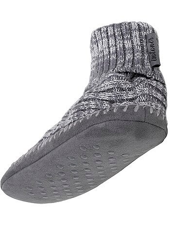 Chaussettes d'intérieur maille côtelée, picots antidérapants homme isotoner