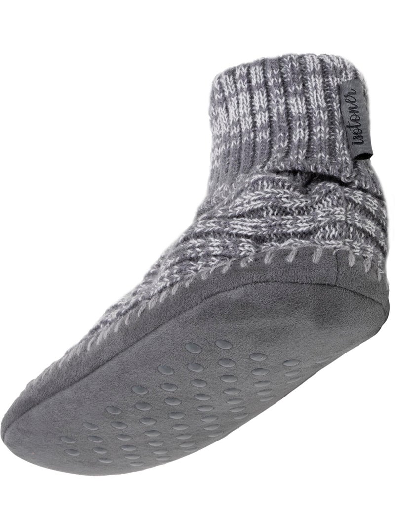 Chaussettes d'intérieur maille côtelée, picots antidérapants homme isotoner Gris chiné - Kiabi