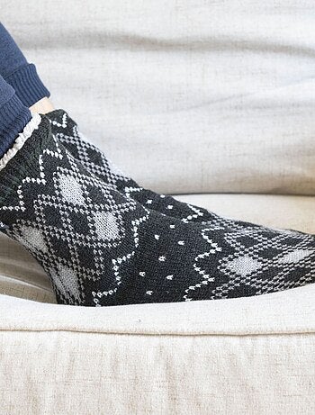 Chaussettes d'intérieur maille fourrées - picots antidérapants homme Isotoner
