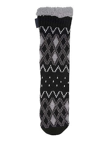 Chaussettes d'intérieur maille fourrées - picots antidérapants homme Isotoner