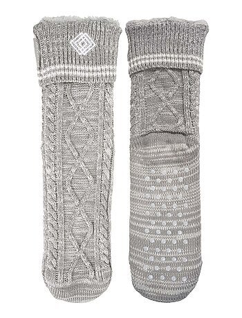 Chaussettes d'intérieur maille fourrées - picots antidérapants homme Isotoner