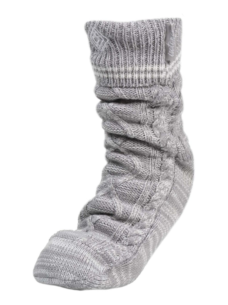 Chaussettes d'intérieur maille fourrées - picots antidérapants homme Isotoner Gris chiné - Kiabi