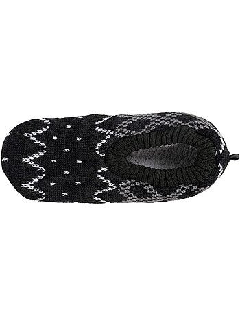 Chaussettes d'intérieur maille fourrées - semelle à picots antidérapants homme isotoner