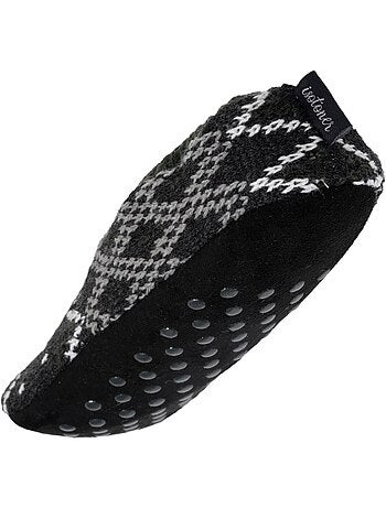 Chaussettes d'intérieur maille fourrées - semelle à picots antidérapants homme isotoner