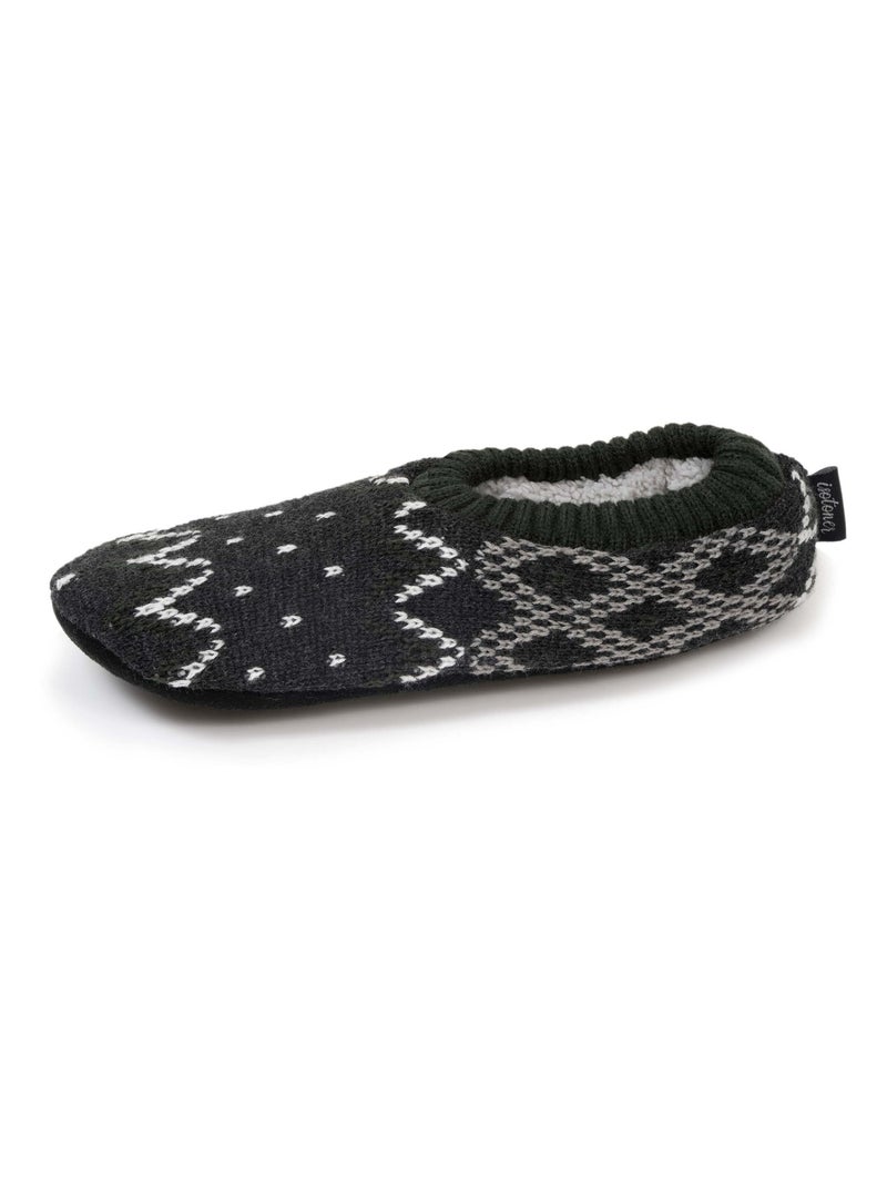 Chaussettes d'intérieur maille fourrées - semelle suédine à picots antidérapants homme Isotoner Gris Blanc - Kiabi
