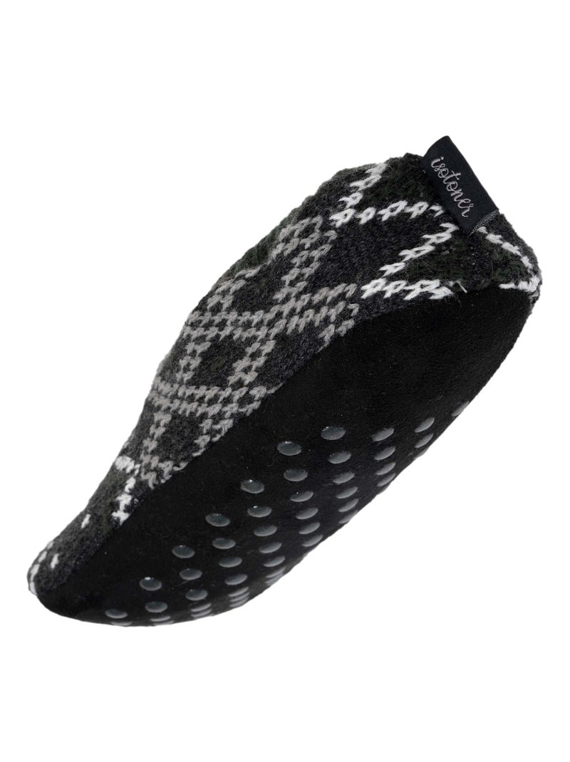 Chaussettes d'intérieur maille fourrées - Semelle suédine à picots antidérapants homme Isotoner Gris Blanc - Kiabi