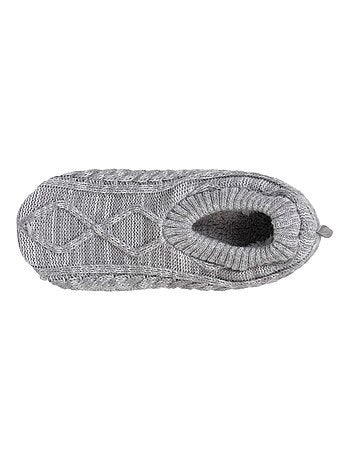 Chaussettes d'intérieur maille fourrées - semelle suédine à picots antidérapants homme Isotoner