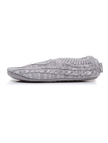Chaussettes d'intérieur maille fourrées - semelle suédine à picots antidérapants homme Isotoner