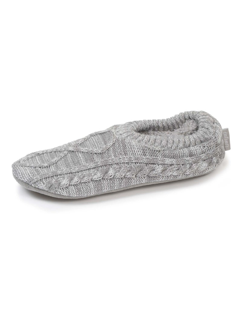 Chaussettes d'intérieur maille fourrées - semelle suédine à picots antidérapants homme Isotoner Gris chiné - Kiabi