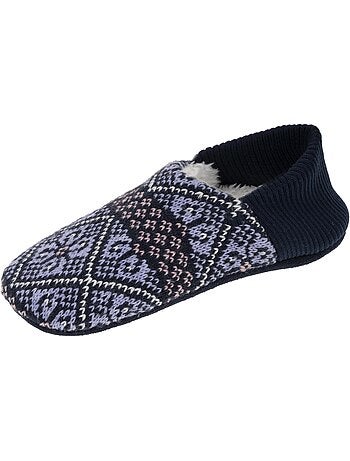 Chaussettes d'intérieur maille jacquard, picots antidérapants femme isotoner
