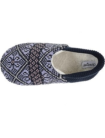 Chaussettes d'intérieur maille jacquard, picots antidérapants femme isotoner