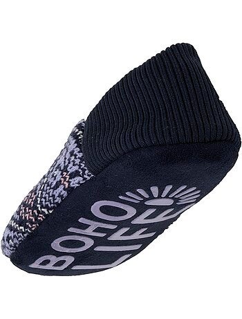 Chaussettes d'intérieur maille jacquard, picots antidérapants femme isotoner
