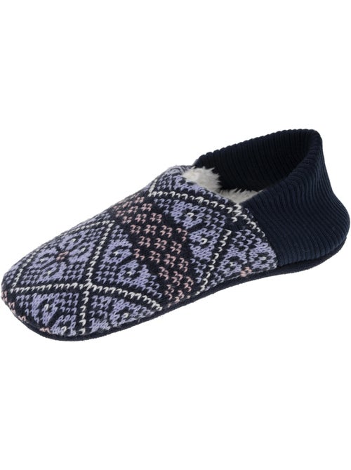 Chaussettes d'intérieur maille jacquard, picots antidérapants femme isotoner - Kiabi
