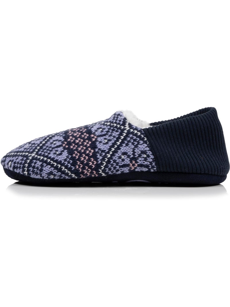 Chaussettes d'intérieur maille jacquard, picots antidérapants femme isotoner Bleu Blanc - Kiabi