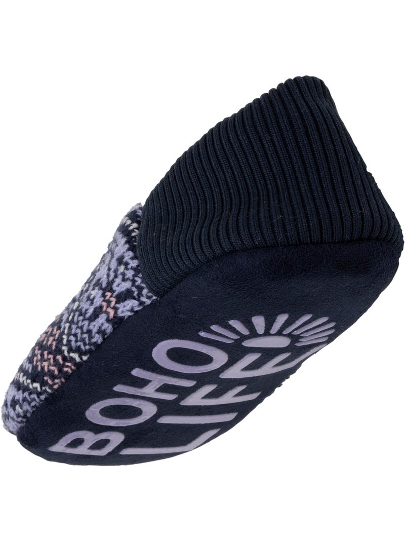 Chaussettes d'intérieur maille jacquard, picots antidérapants femme isotoner Bleu Blanc - Kiabi