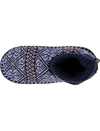 Chaussettes d'intérieur maille jacquard, picots antidérapants femme isotoner