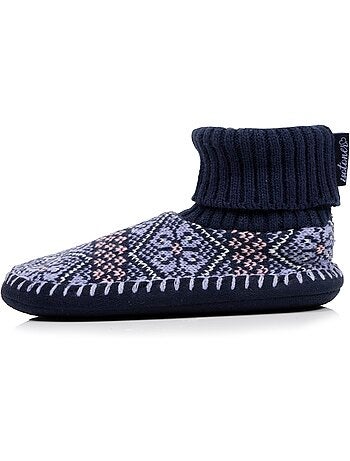 Chaussettes d'intérieur maille jacquard, picots antidérapants femme isotoner