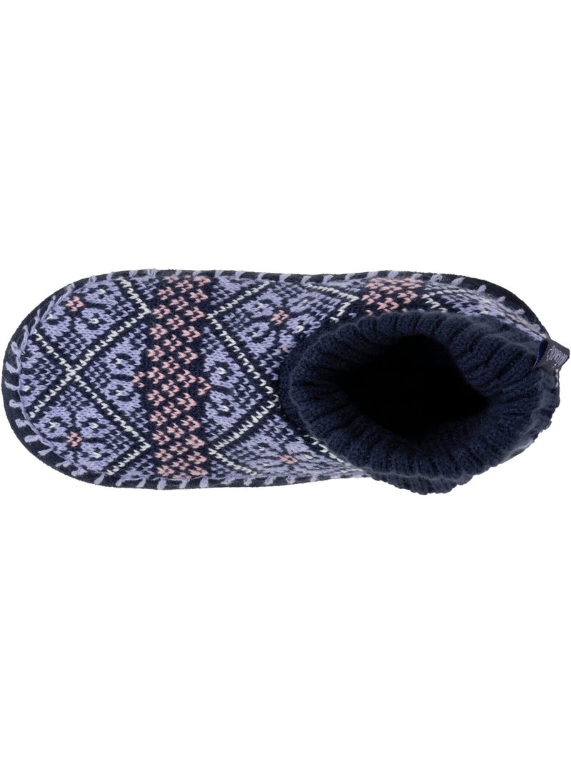 Chaussettes d'intérieur maille jacquard, picots antidérapants femme isotoner Bleu Blanc - Kiabi