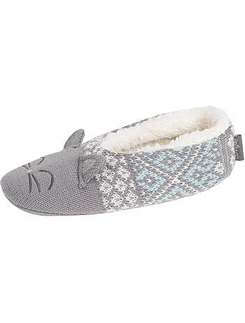 Chaussettes d'intérieur maille jacquard, picots antidérapants femme isotoner