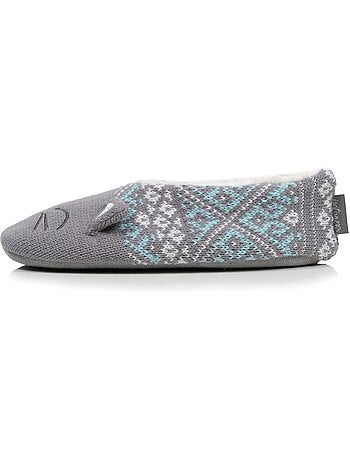 Chaussettes d'intérieur maille jacquard, picots antidérapants femme isotoner