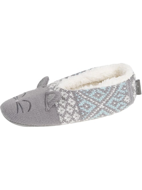 Chaussettes d'intérieur maille jacquard, picots antidérapants femme isotoner - Kiabi