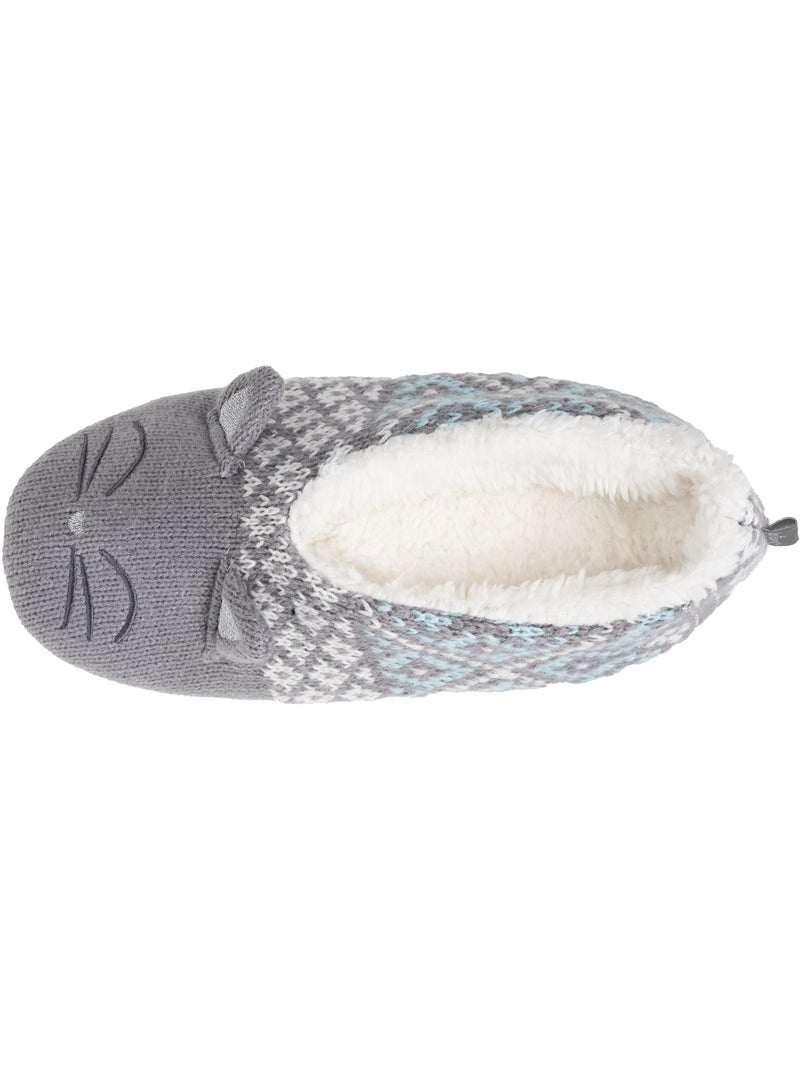 Chaussettes d'intérieur maille jacquard, picots antidérapants femme isotoner Gris Rose - Kiabi